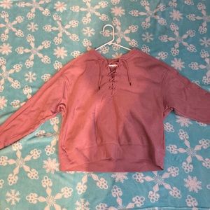 Pink Sweater lace up